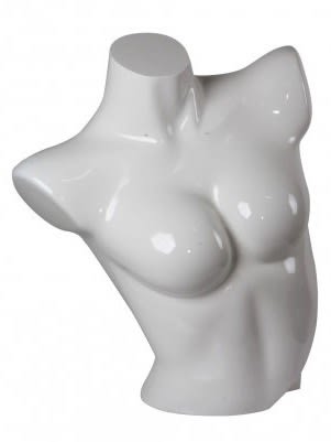 Glossy White Female Upper Torso Form | Self-Standing Retail Display