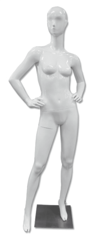 Female Abstract Mannequin Glossy White - Hands on Hips Female Abstract Mannequin Glossy White - Hands on Hips