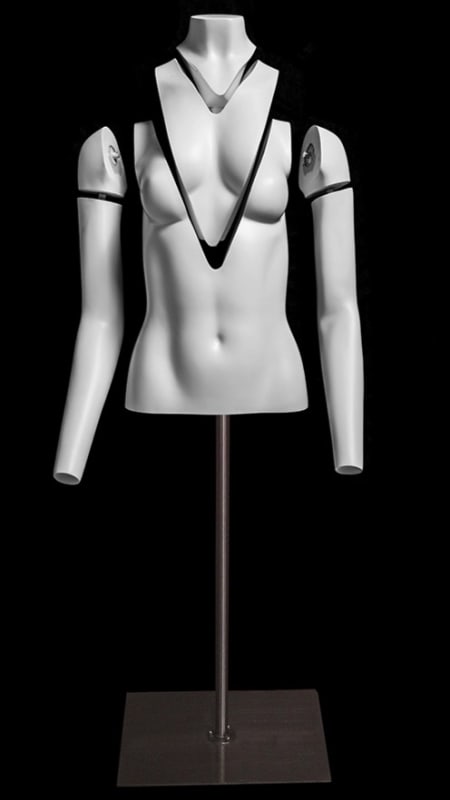 Ghost matte white female headless torso mannequin for seamless apparel display and fashion photography