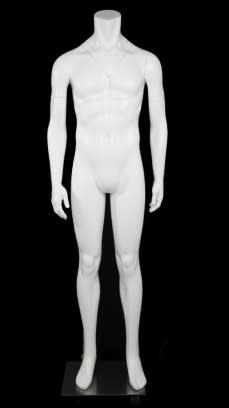 Matte white male full body ghost mannequin with removable magnetic parts and base