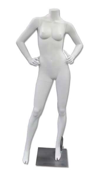 matte white headless female mannequin hands on hips fiberglass retail display with base matte white headless female mannequin hands on hips fiberglass retail display with base