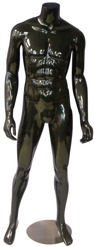 Headless Male Mannequin in Glossy Black from www.zingdisplay.com