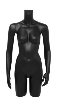 Matte Black 3/4 Torso Female Mannequin with Arms
