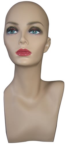 Realistic female fleshtone mannequin display head with pierced ears for jewelry and sunglasses display Realistic female fleshtone mannequin display head with pierced ears for jewelry and sunglasses display