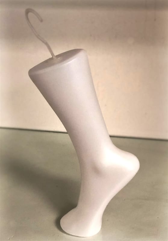 Elegant foot sock leg form made of durable plastic for hosiery and footwear display Elegant foot sock leg form made of durable plastic for hosiery and footwear display