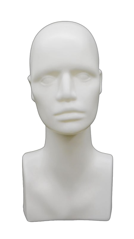 White lightweight plastic female abstract head display for jewelry and accessories