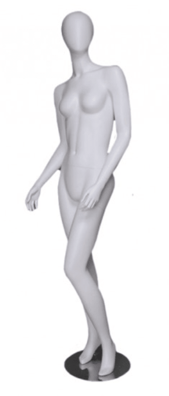 Egghead Matte White female mannequin with left leg bent