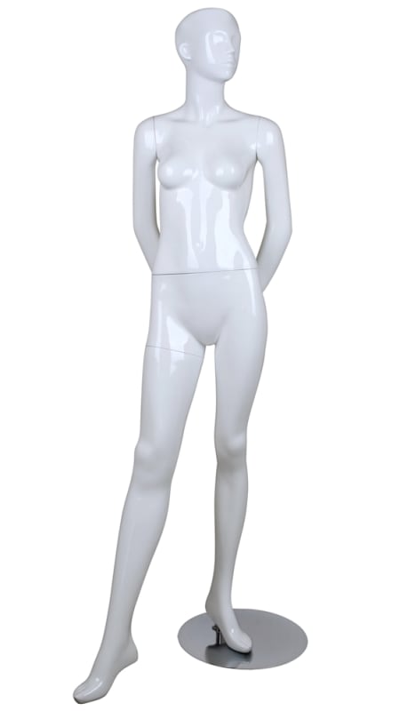 White Mannequin Abstract Head Female Arms Behind Back
