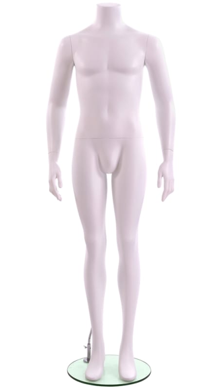 matte white headless male mannequin straight pose retail display zing display