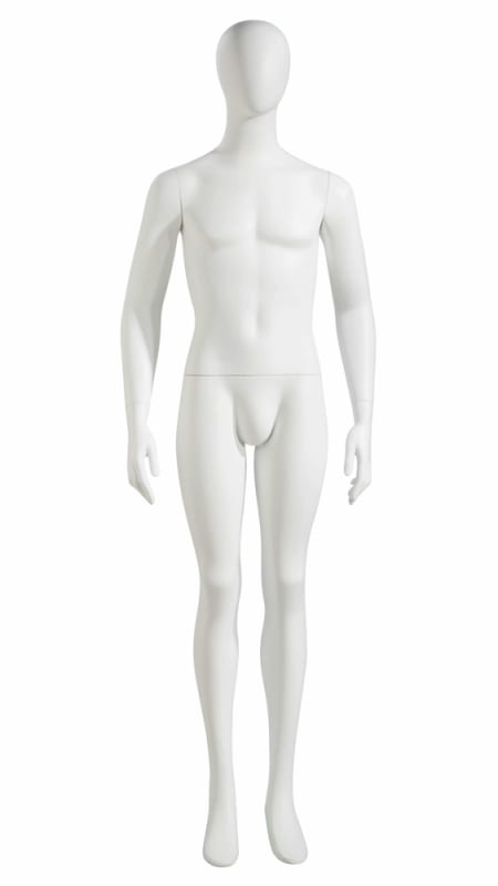matte white male egghead mannequin straight pose retail display zing display