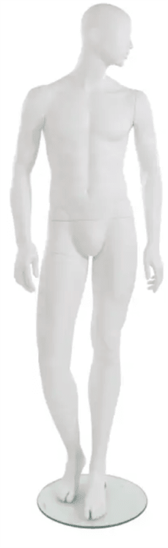 tomas male mannequin egghead seated pose retail display zing display