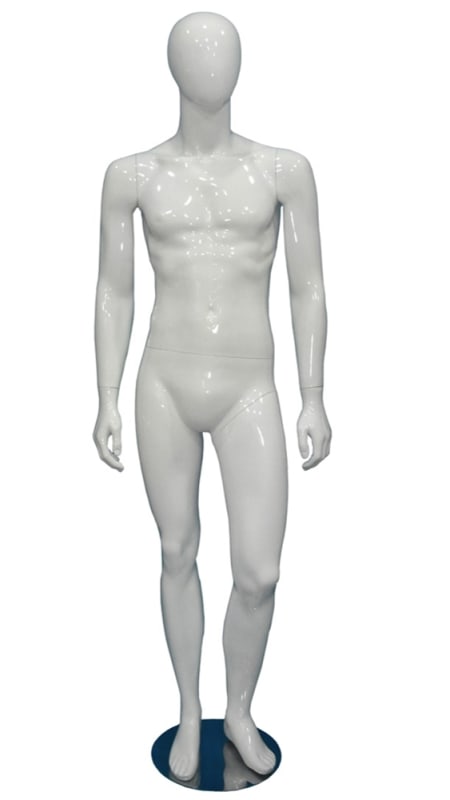 egghead male mannequin left leg bent glossy white egghead male mannequin left leg bent glossy white