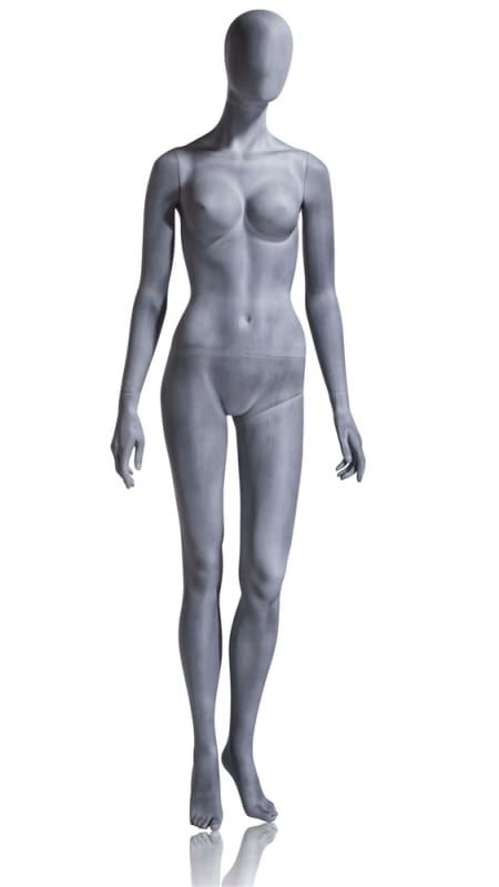 egghead female mannequin slate gray straight on pose 1