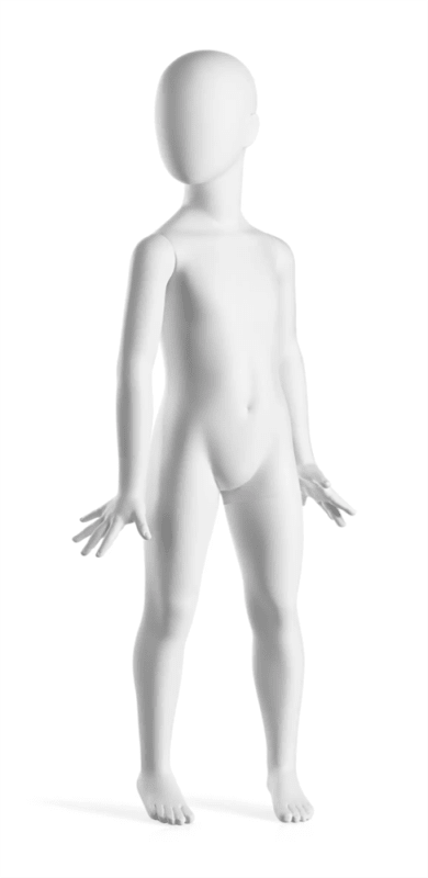trendy 4 year old matte white kid mannequin hands flared