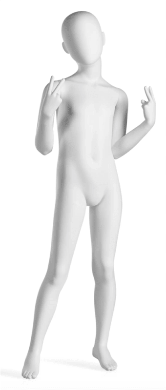 trendy 8 year old matte white kid mannequin peace sign pose trendy 8 year old matte white kid mannequin peace sign pose
