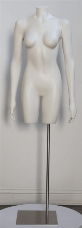 size 0 headless female 3/4 torso straight arms mannequin zing display