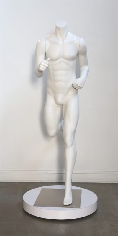high end male running mannequin headless sprint pose athletic display zing display