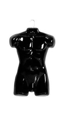 Glossy Black Plastic Male 3/4 Torso Form from www.zingdisplay.com