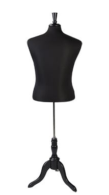 Jersey covered male body form mannequin with black wooden tripod base from Zing Display