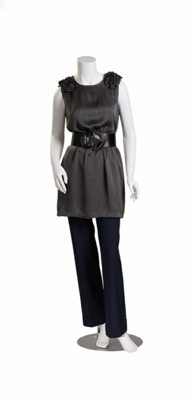 white headless female fiberglass mannequin with detachable parts and brushed chrome base retail display