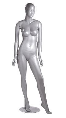 abstract glossy silver female mannequin fiberglass detachable parts brushed chrome base retail display