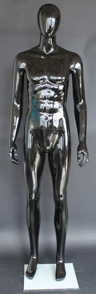 6' 1" Slender Glossy Black Egghead Male Mannequin