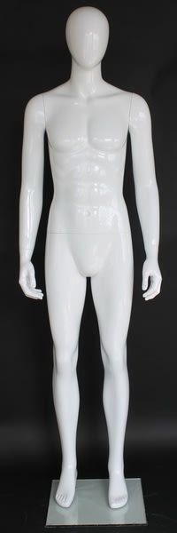 6' 1" Slender Glossy White Egghead Male Mannequin