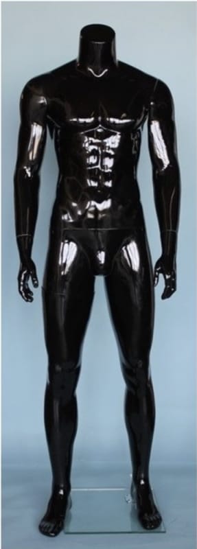 Glossy Black Male Headless Mannequin Athletic