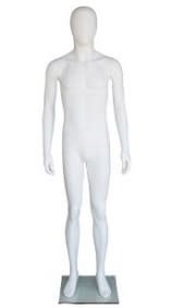 5'10" matte white abstract male mannequin full body retail display form for modern fashion clothing presentation