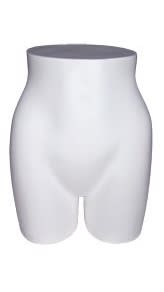 White female full round butt mid form fiberglass display for showcasing swimwear, underwear, shorts, and lower-body apparel
