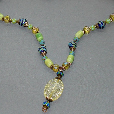 Lime Fiesta // Colorful Blue and Green Beaded Necklace // Gi