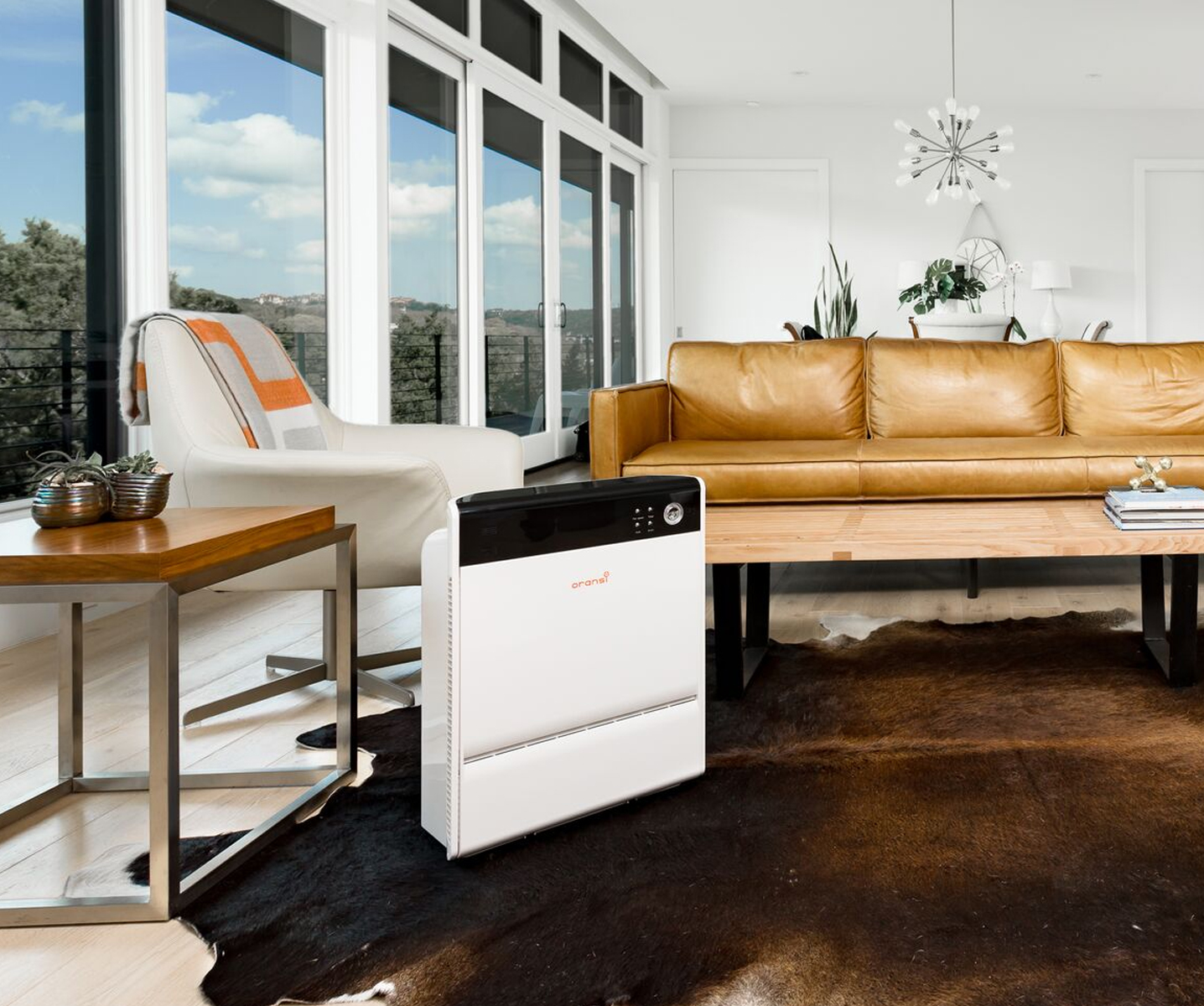 oransi air purifier in a living room