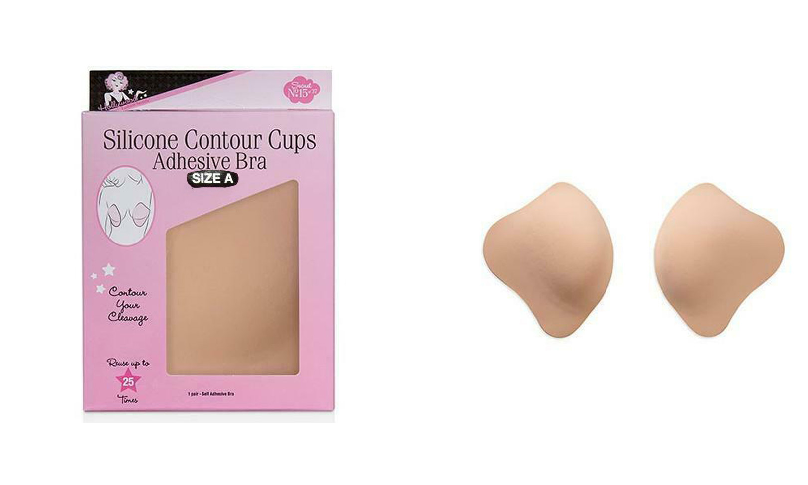 Reusable Up to 25 times Silicone Contour Cups Adhesive Strap