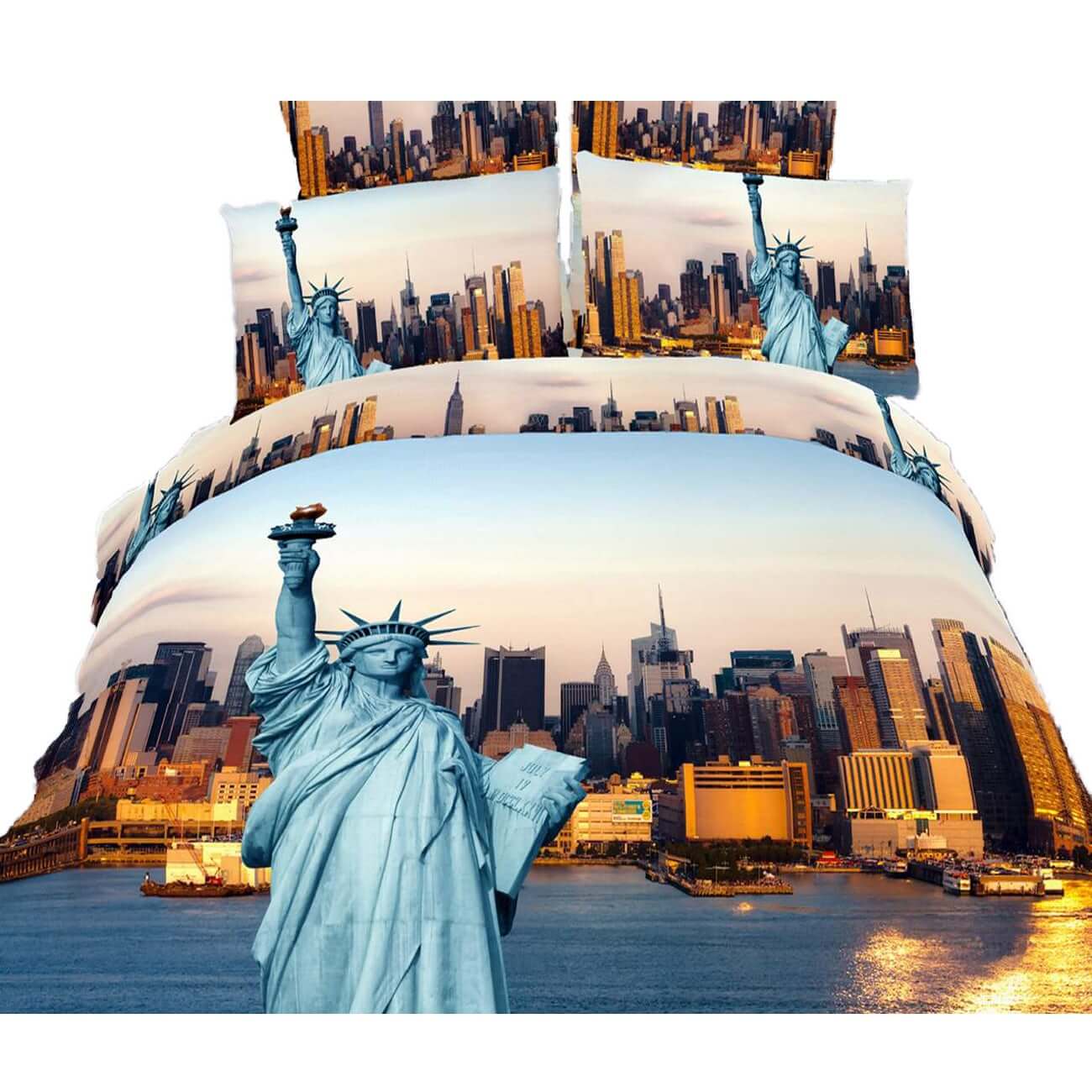 Dolce Mela Statue of Liberty Reversible Duvet Set King