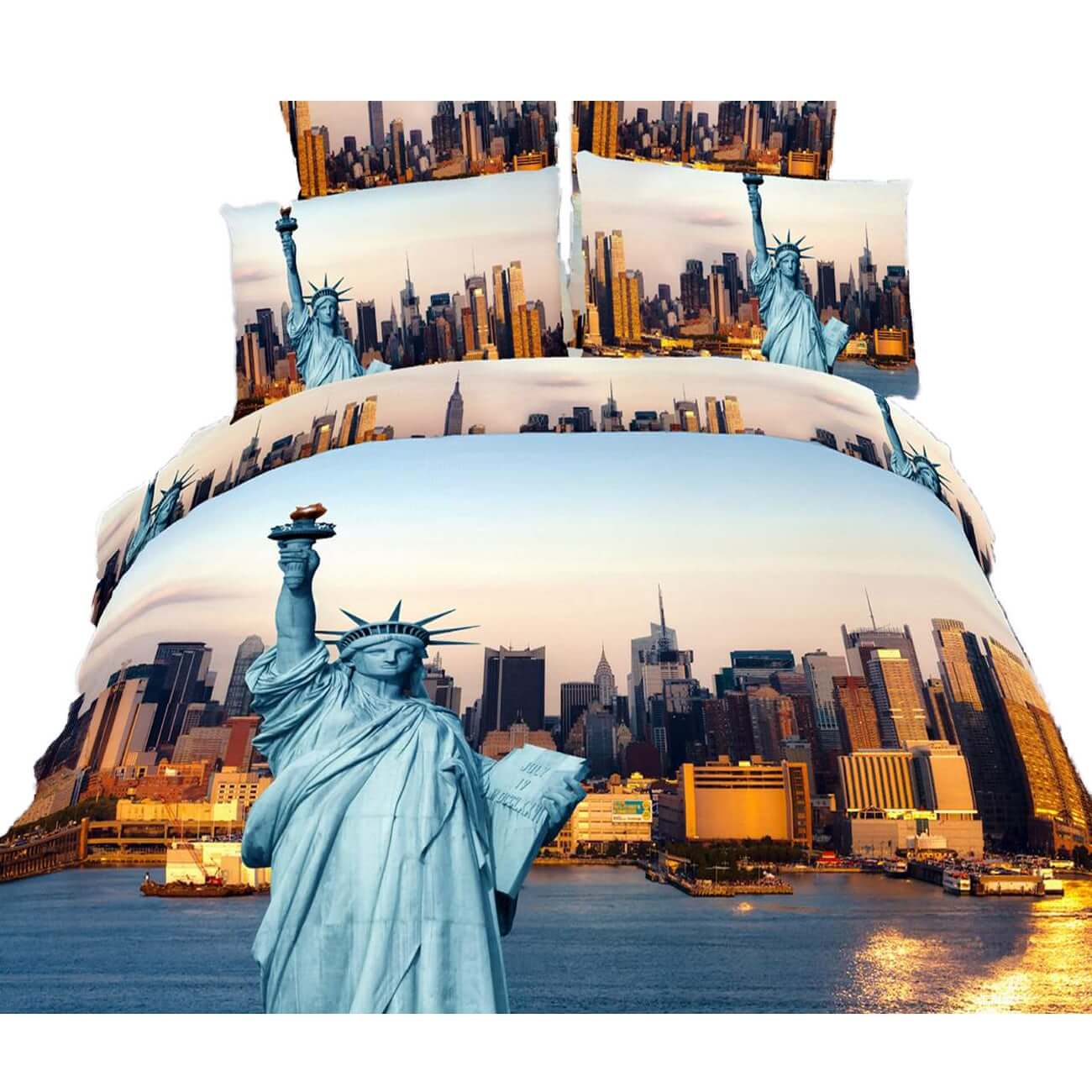 Dolce Mela Statue of Liberty Reversible Duvet Bedding Set Twin