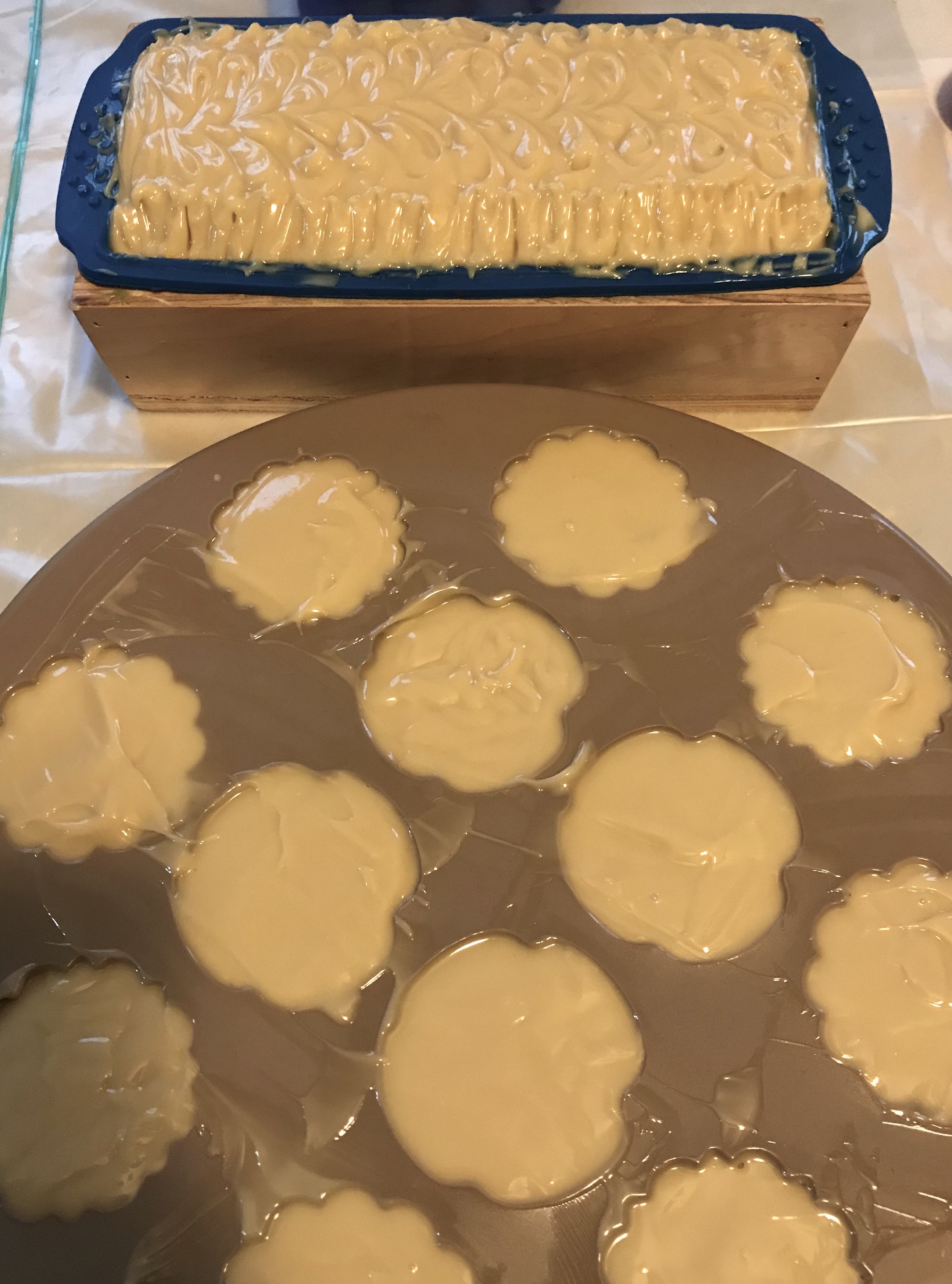 Curing soaps in mold in molds