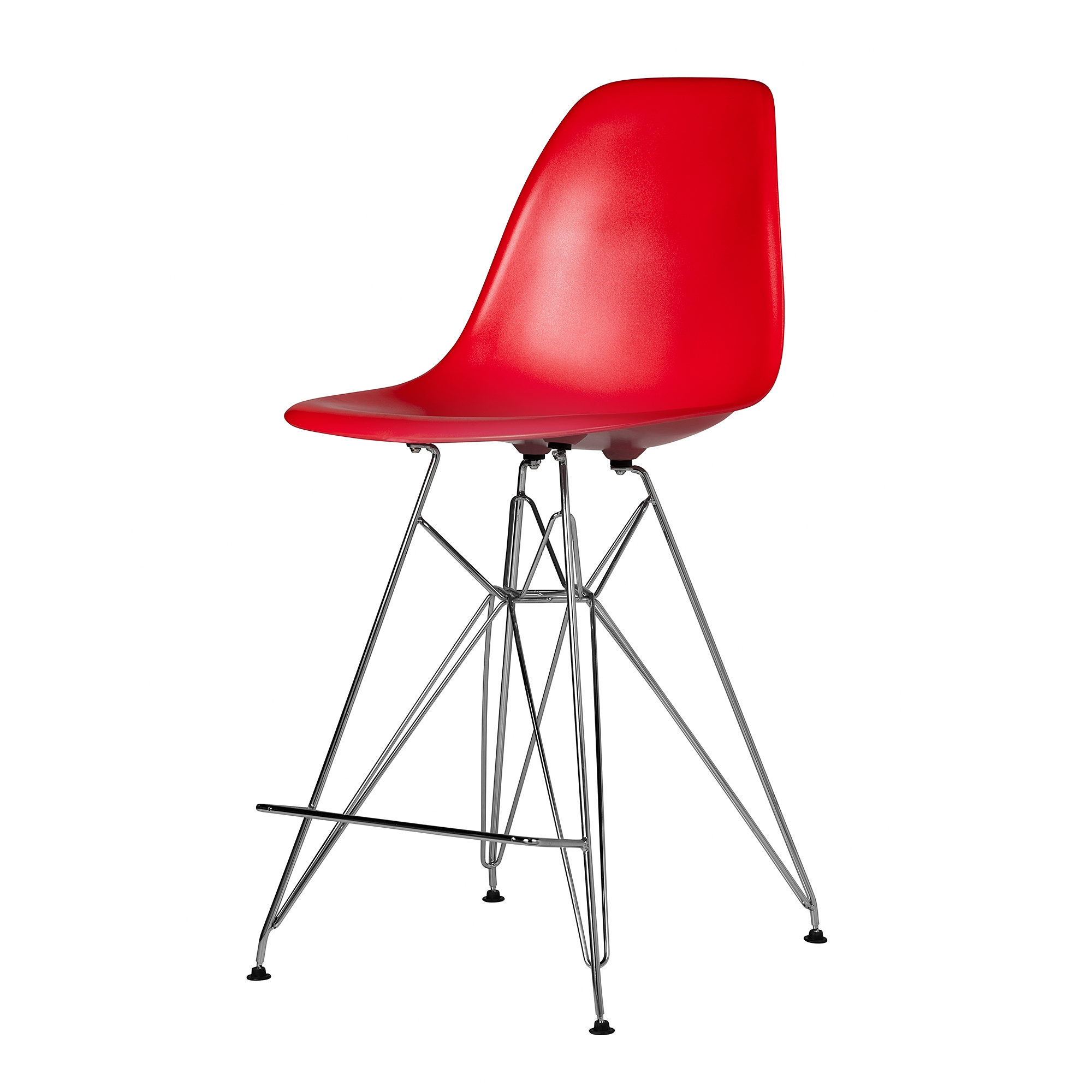 Molded MidCentury Red Counter Stool