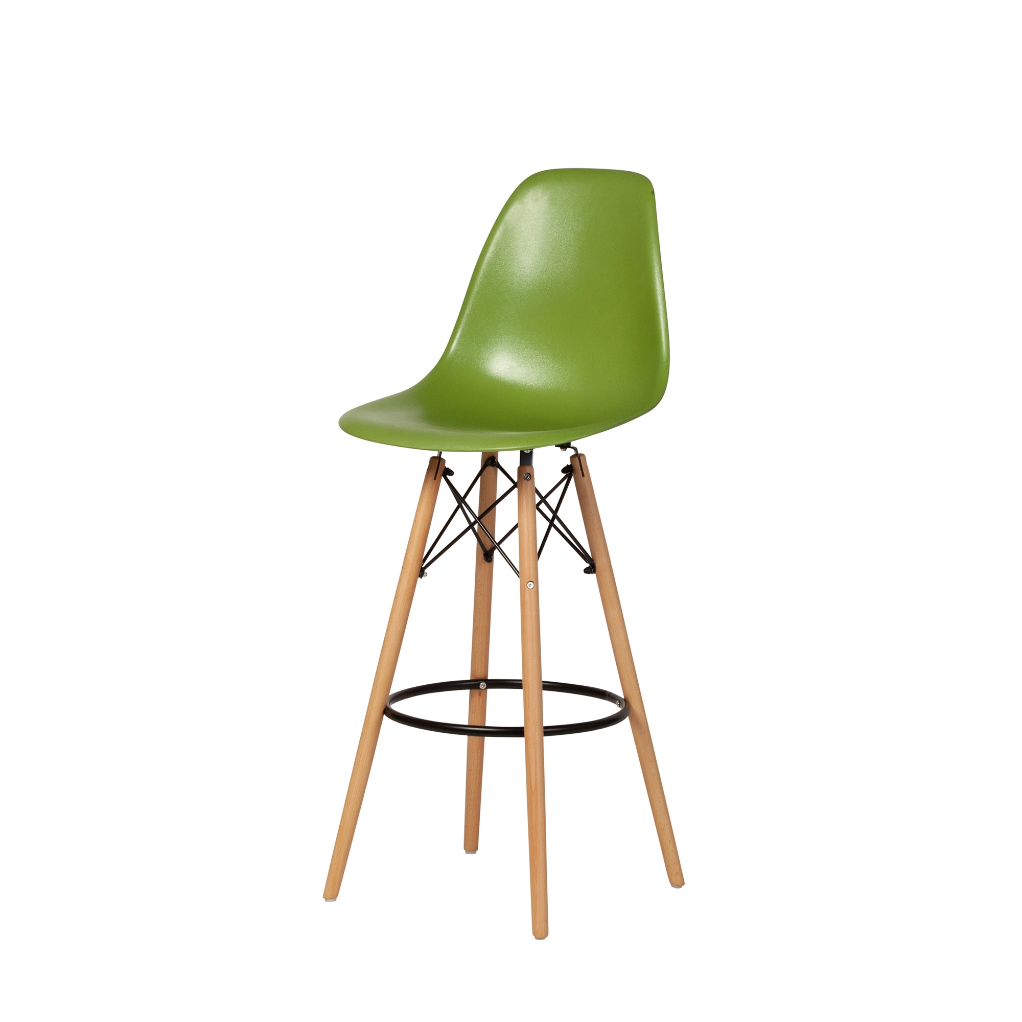 Molded Mid-Century Bar Stool - Lime Green