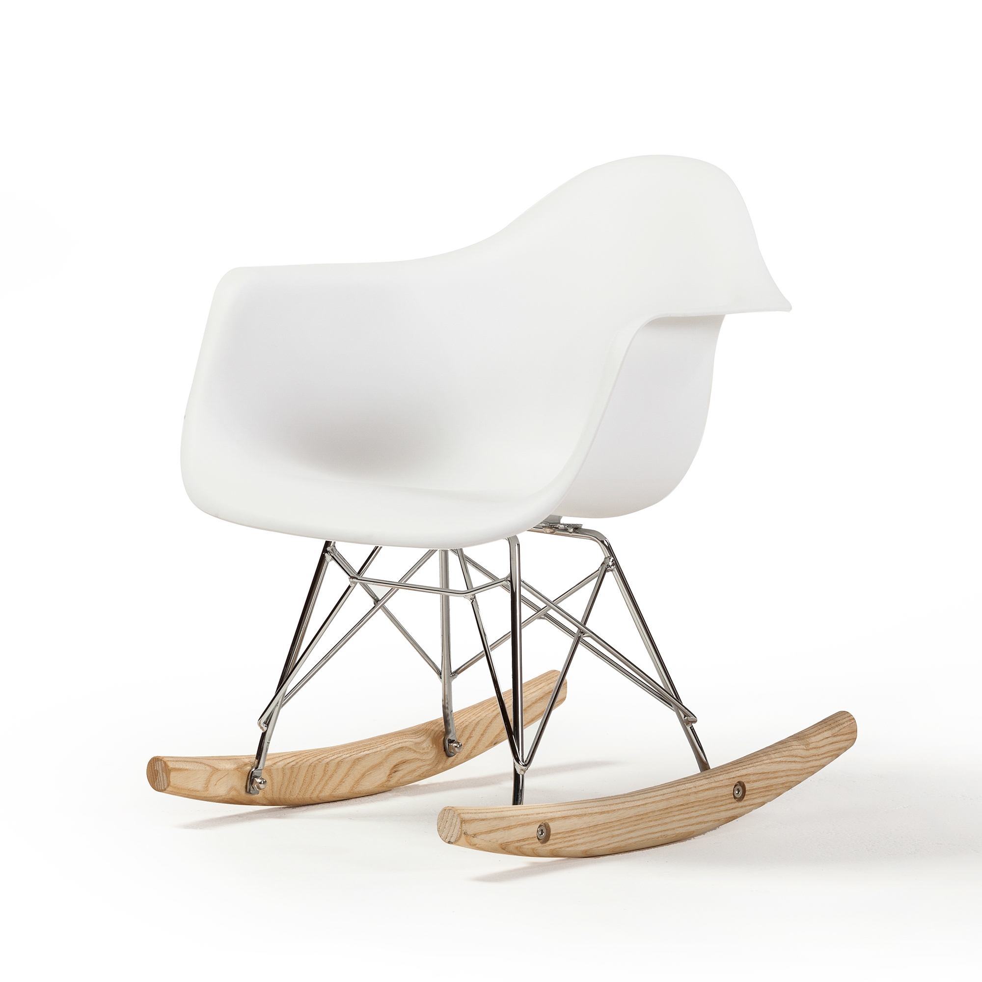 molded midcentury children's rocking chair in white