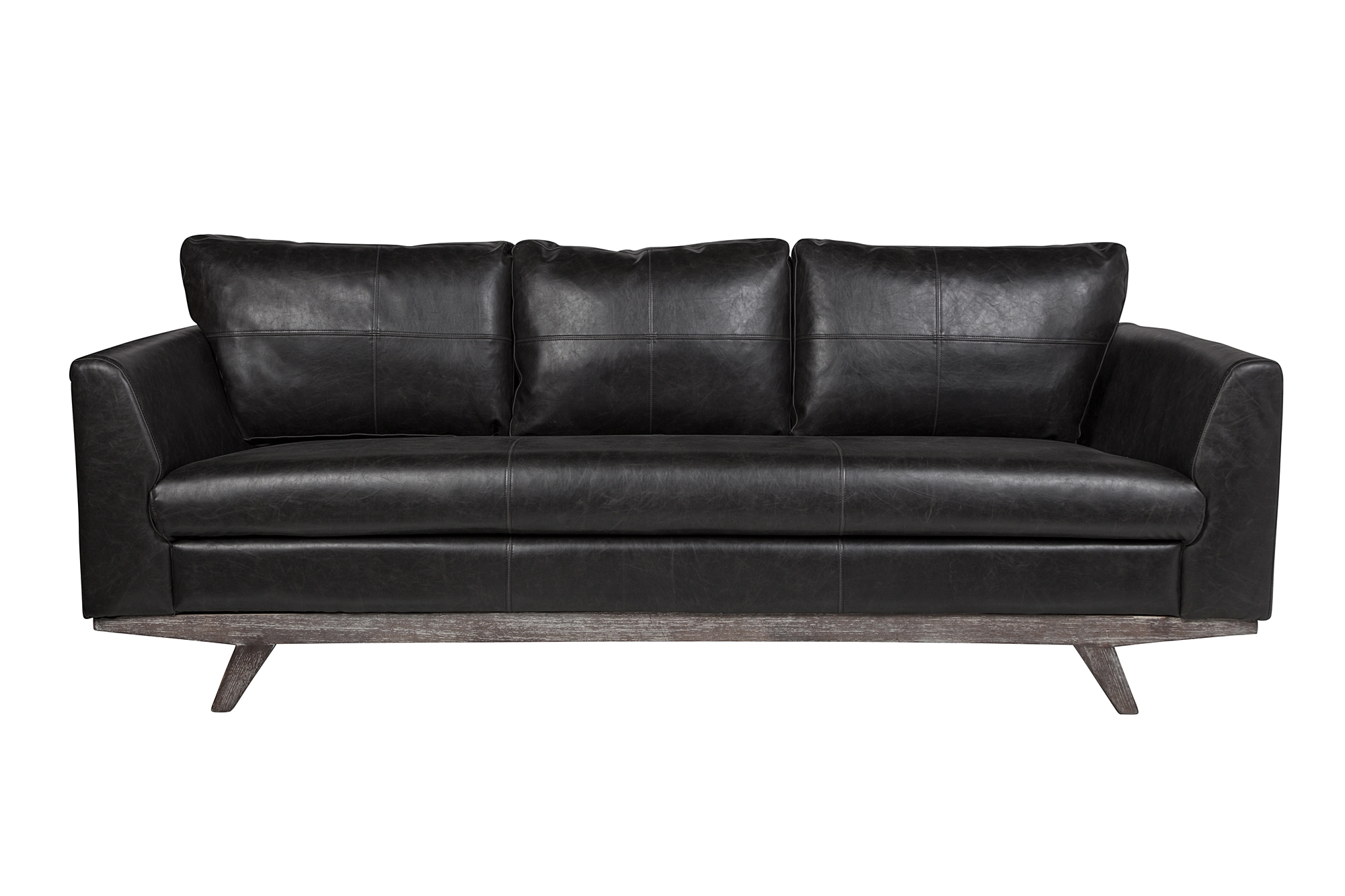 maxwell leather three seat cushion sofa