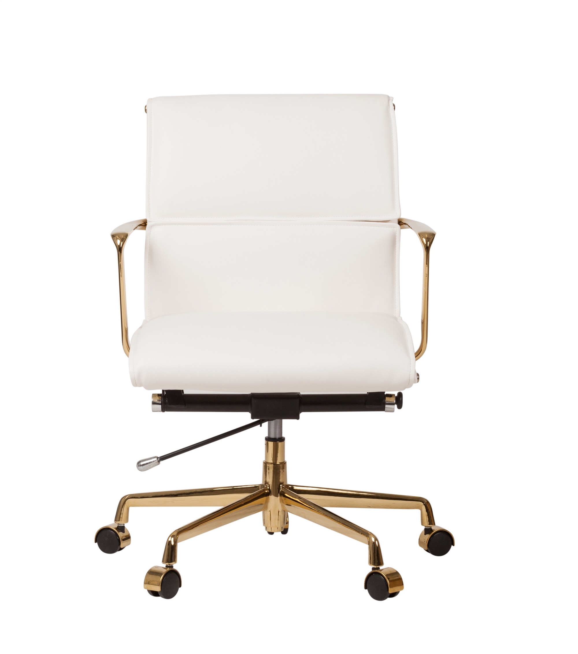 Cooper Mid Century Modern Office Chair With Gold Base White Leather