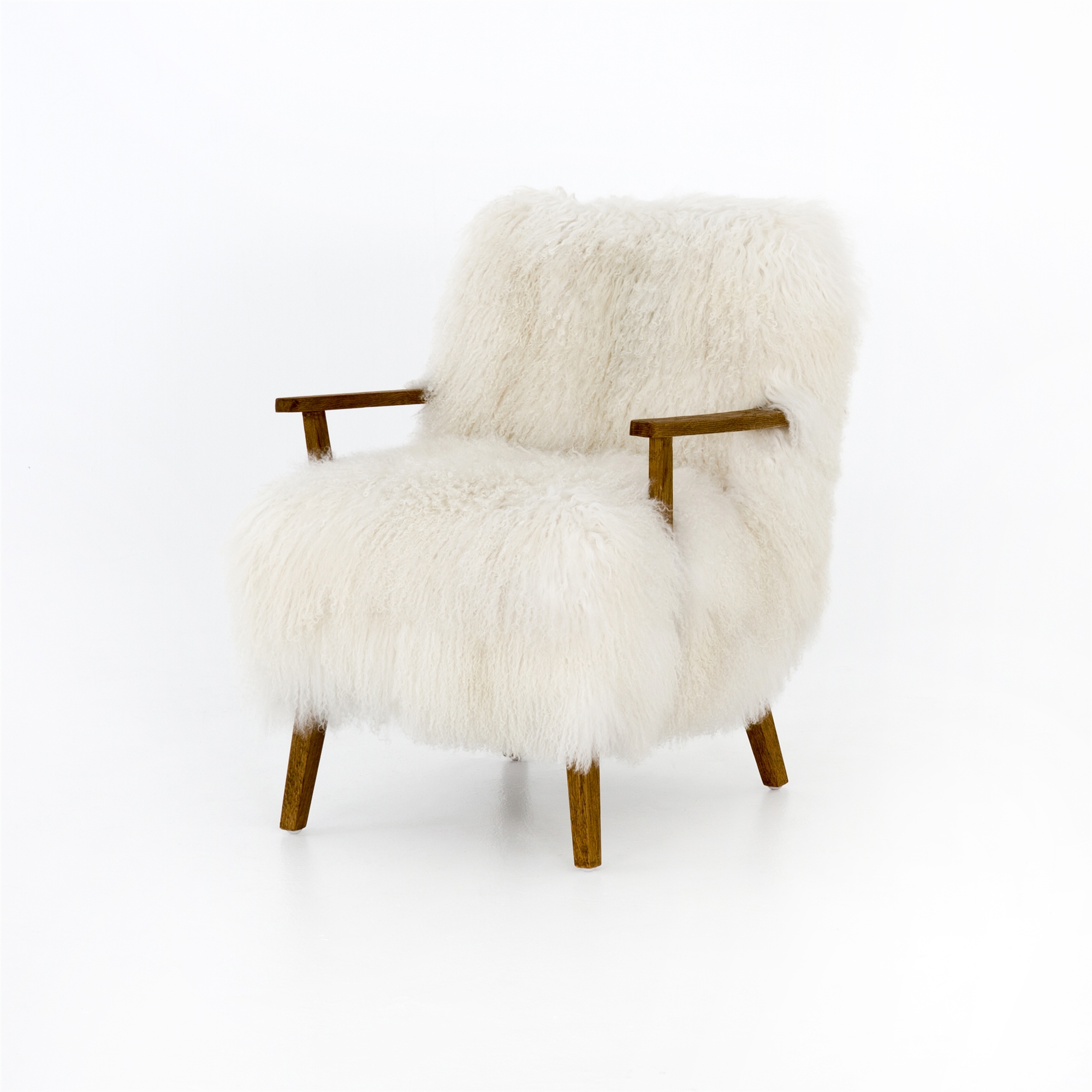 Ashland Chair In Mongolian Cream Fur | Four Hands