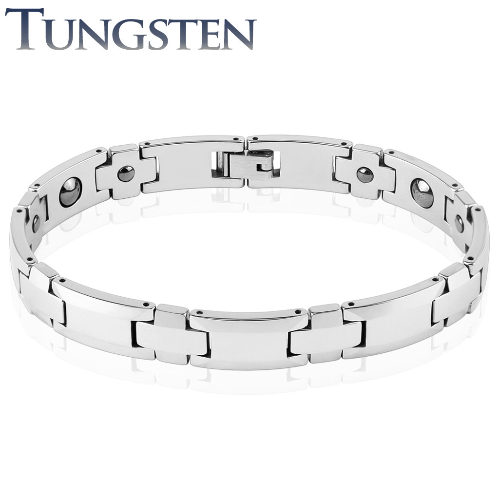 Steel Edge Flat Link Tungsten Bracelet