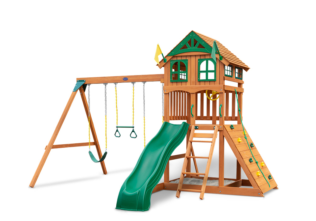 Tacoma Falls Outdoor Wooden Swing Set - Backyard Discovery