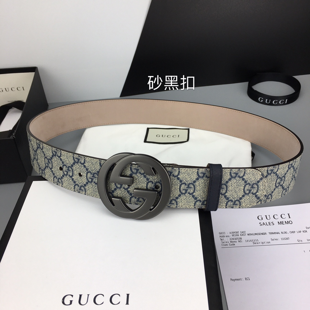 Gucci Men's Blue GG Supreme Belt With G Buckle DESCRIPTION: The belt is new  and intact. It is 3 cm wide and 95 cm long. I will send it with all the