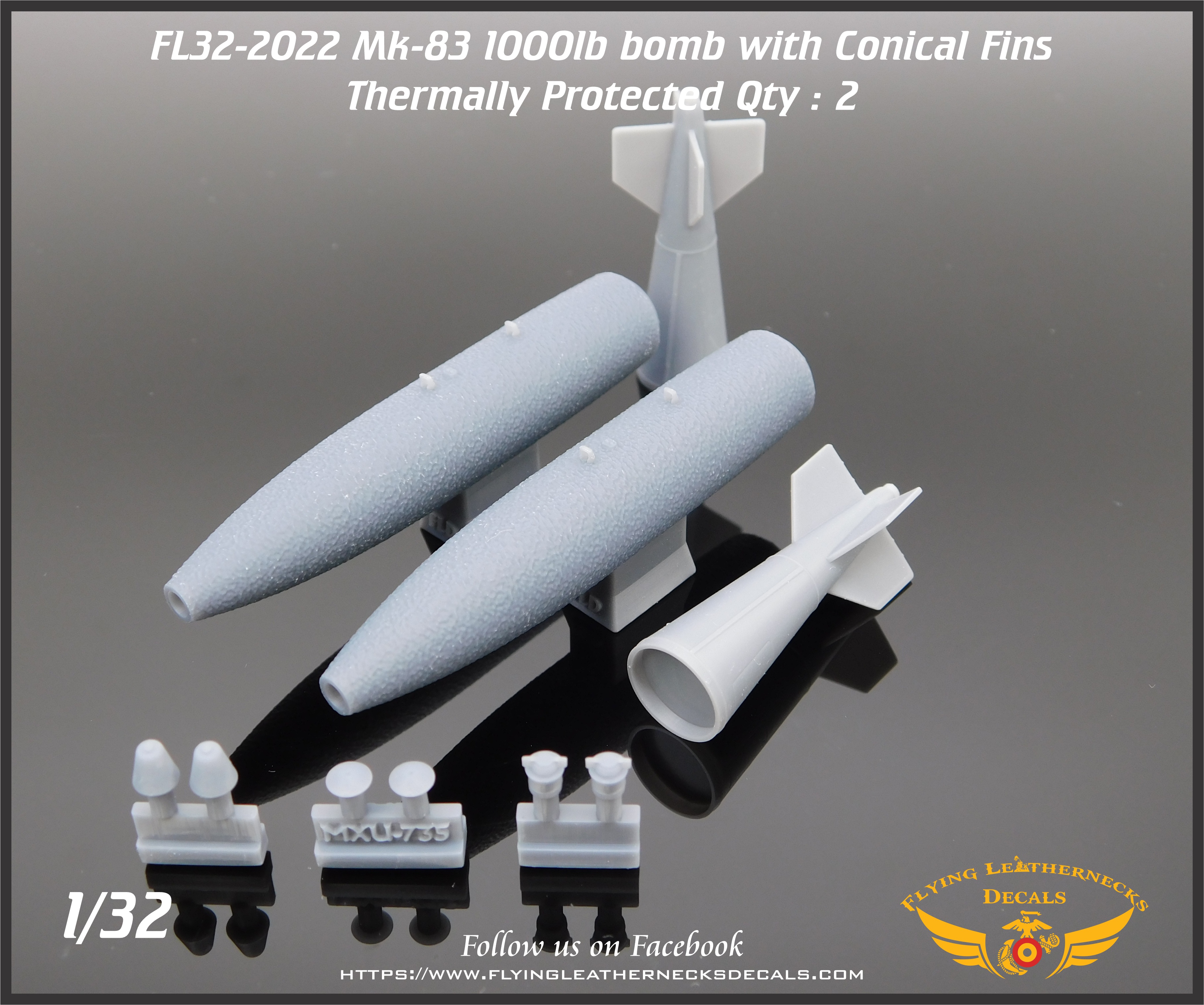 FL32-2022 Mk-83 Thermally Protected 1000lb bomb with Conical