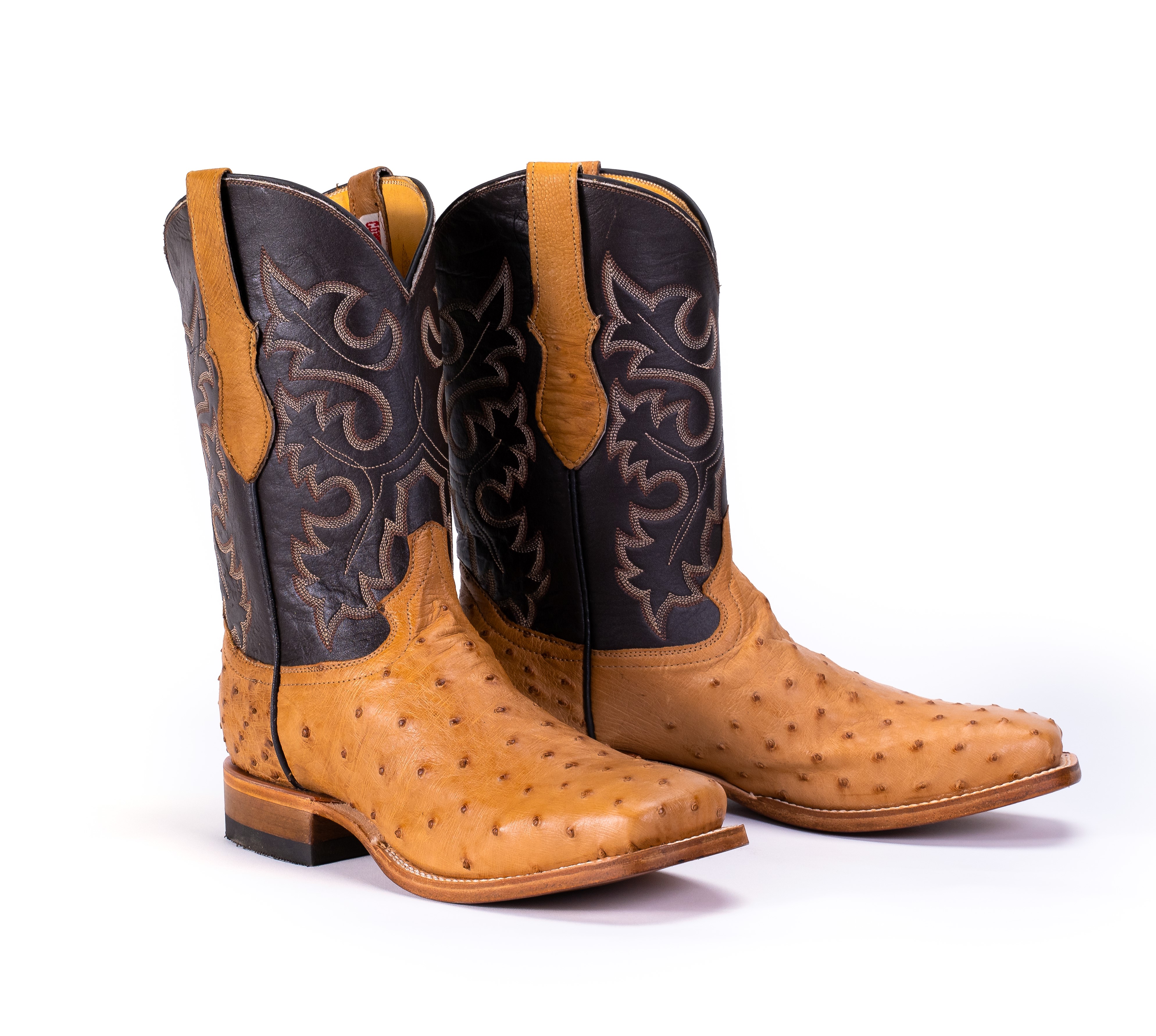 Mauri Harlem 4926 Ostrich Leg & Baby Croc Boots Corn / SP Rust (Special Order)