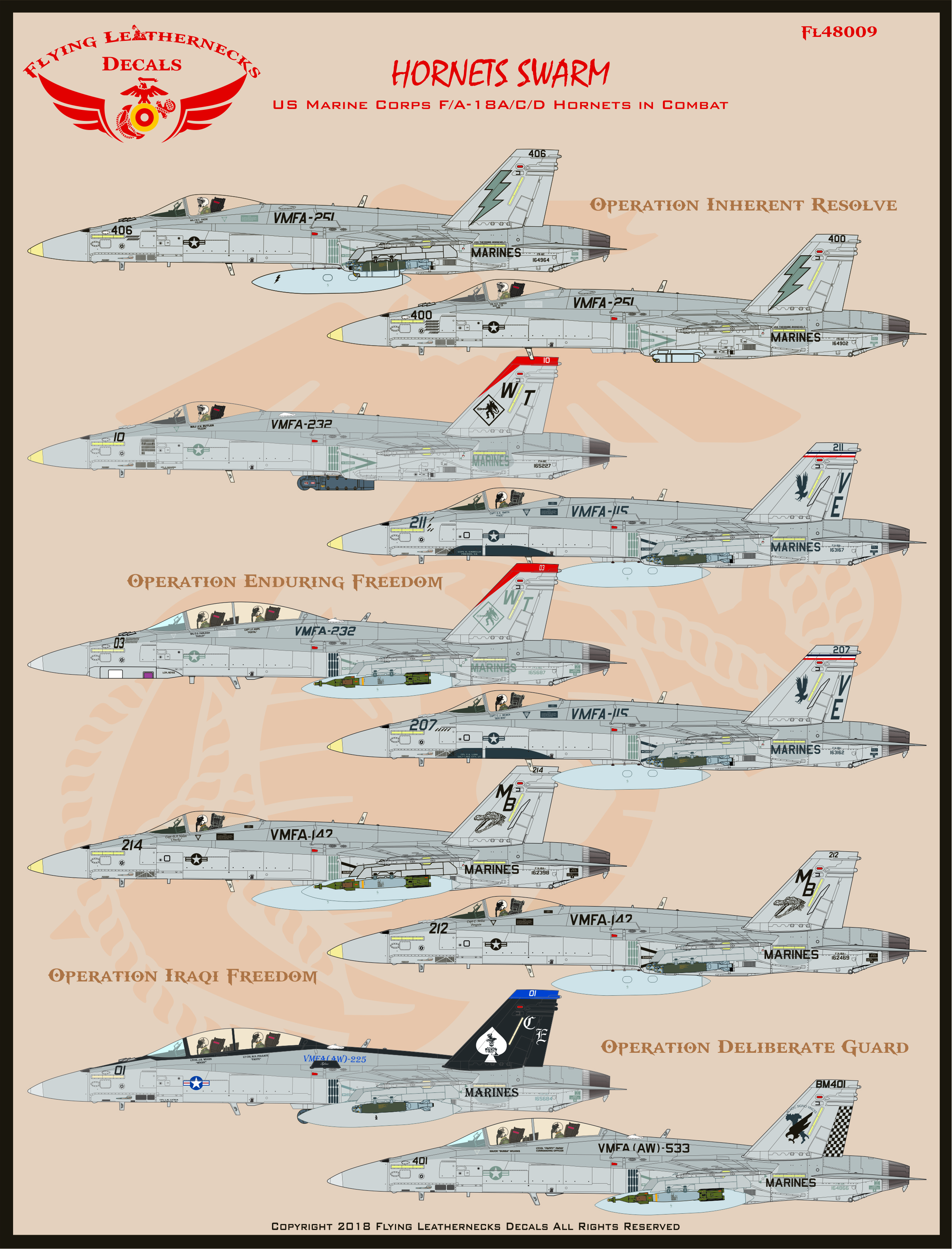 ORDFL32003 1:32 Flying Leathernecks Decals - F-18A F-18C