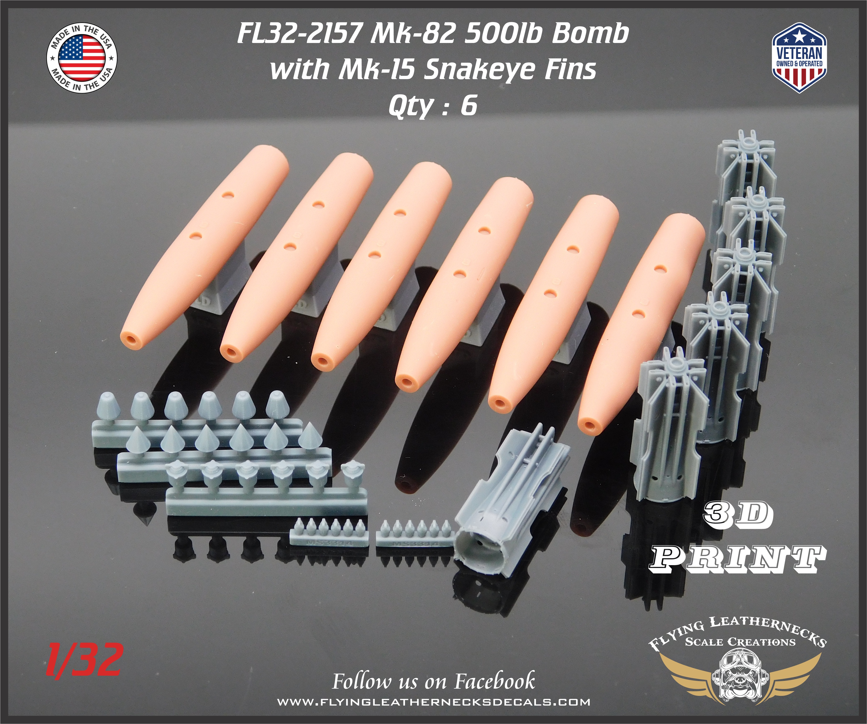 FL32-2157 Mk-82 500lb Bomb with Mk-15 Snakeye Fin