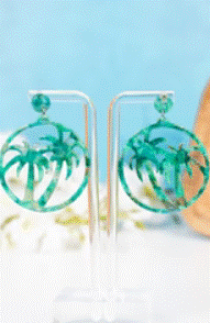 Palm Coast Green Marbled Earrings